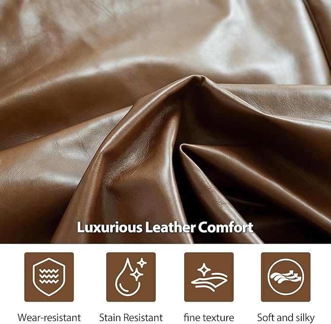 Mid-Century Modern Leather Sofa 111.81" - Image 6