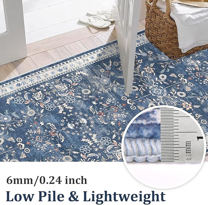 Yamaziot 2x5 Washable Hallway Runner Rug Non Slip Floral Carpet, Stain Resistant - Image 4