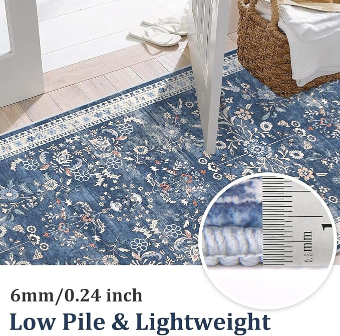 Yamaziot 2x12 Washable Hallway Runner Rug Non Slip Floral Carpet, Stain - Image 3