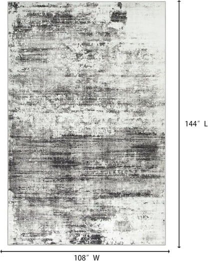 9x12 Area Rugs for Living Room: Washable Abstract Black Grey Badroom Carpet | - Image 2