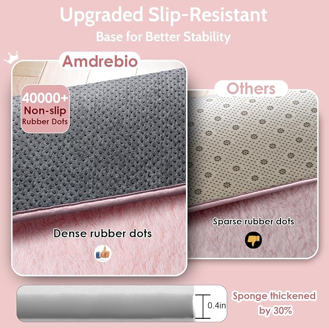 Amdrebio Pink Shag Plush Runner Area Rug 2x6 - Image 5