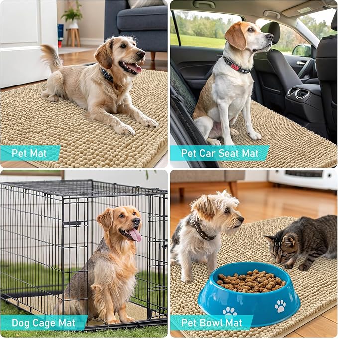 OLANLY Dog Door Mat for Muddy Paws 40x24, Super Absorbent Chenille Mud Mat | - Image 7