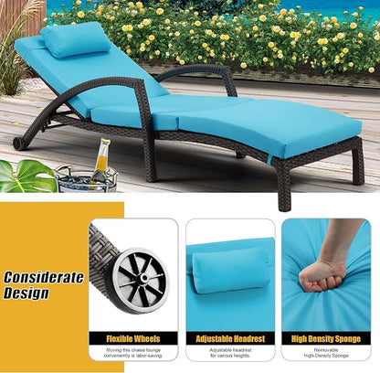 HOMREST Chaise Lounge Chairs Set of 4, PE Rattan Wicker Lounge Chair - Image 5