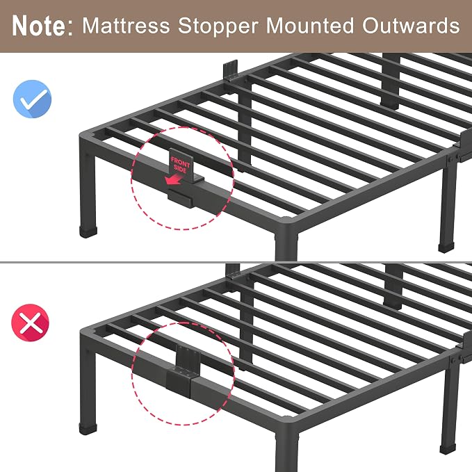 ROIL 12 inch California King Size Bed Frame Metal Platform No Box Spring Needed - Image 7