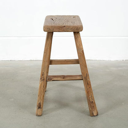 Artissance Vintage Wooden Stool, Solid Natural Wood 12–20" W x 6–9" D x 18–22" H - Image 2