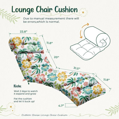 2 Pack Outdoor Chaise Lounge Chair Cushion 75.1 x 22.8 x 4.7 Inches 100% - Image 3