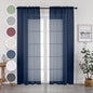 Navy Blue Sheer Curtains 96 Inches Long 2 Panels Set, Elegant Sheer Curtains by OWENIE