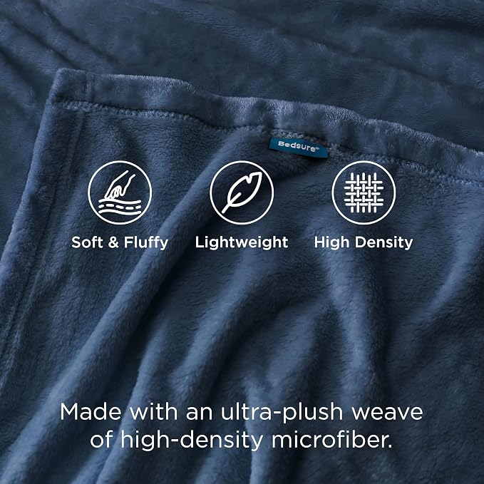 Bedsure GentleSoft Fleece Blankets Queen Size Blue - Image 3