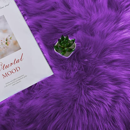 Latepis Small Furry 2x3 Purple Faux Fur Rug Fluffy Rugs Washable Shag - Image 6