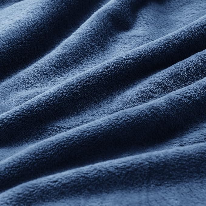 BEDELITE Fleece Blanket Soft Plush King Size Bed Blanket Navy 108"x90" | Ultra - Image 6