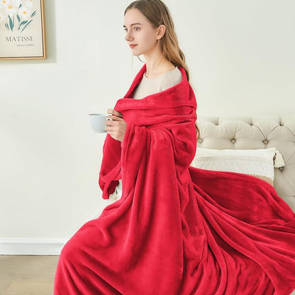 BEDELITE Fleece Blanket Soft Plush Twin Size Blanket Red 60"x80" | Ultra Soft - Image 4