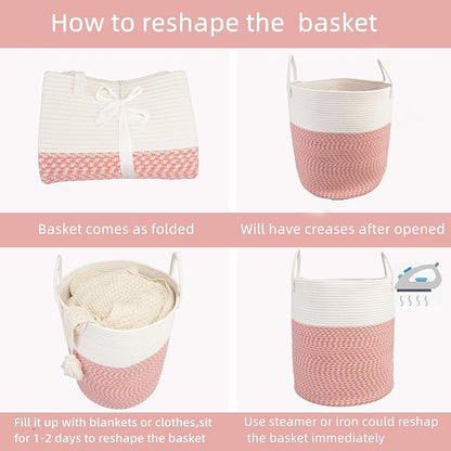 XUANGUO Cotton Rope Laundry Basket Hamper - Image 6