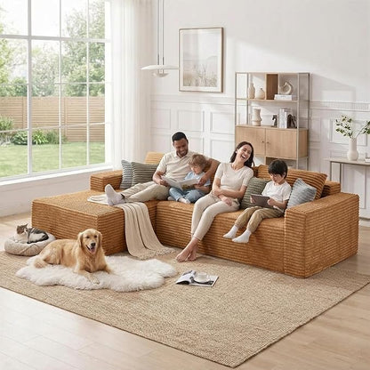 108" Boneless Couch Modular Sectional Sofa, L-Shaped Couch - Image 5