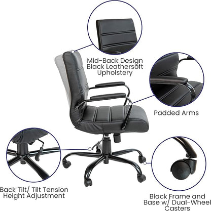 Flash Furniture Whitney Mid-Back Swivel LeatherSoft Desk Chair - Image 4