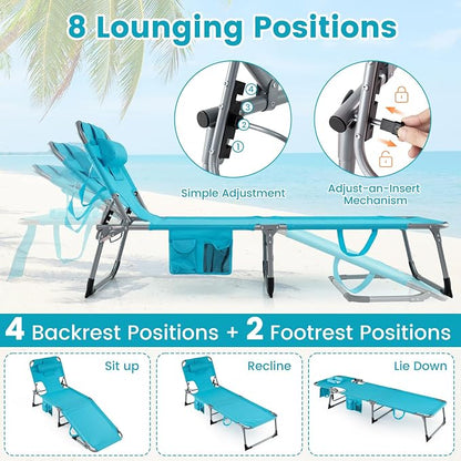 Goplus Tanning Chair, Folding Adjustable Patio Lounge Chair - Image 4