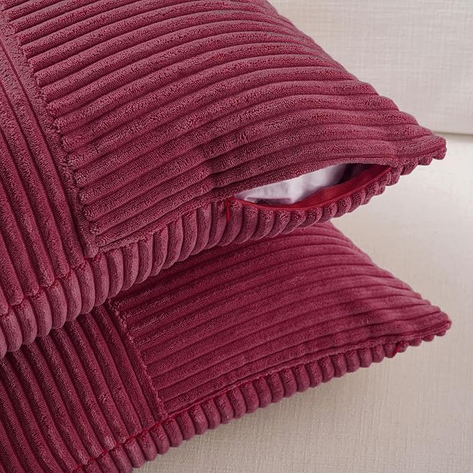 Fancy Homi 2 Packs Burgundy Lumbar Decorative Throw Pillow Covers 14x22 Inch - Image 4
