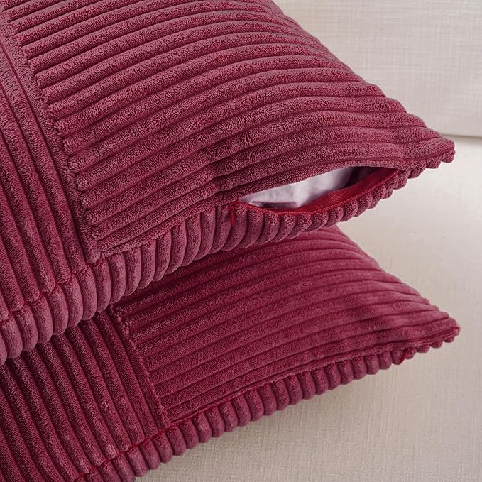 Fancy Homi 2 Packs Burgundy Lumbar Decorative Throw Pillow Covers 14x24 Inch - Image 4
