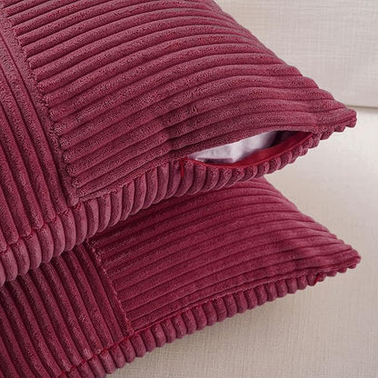 Fancy Homi 2 Packs Burgundy Lumbar Decorative Throw Pillow Covers 12x20 Inch - Image 4