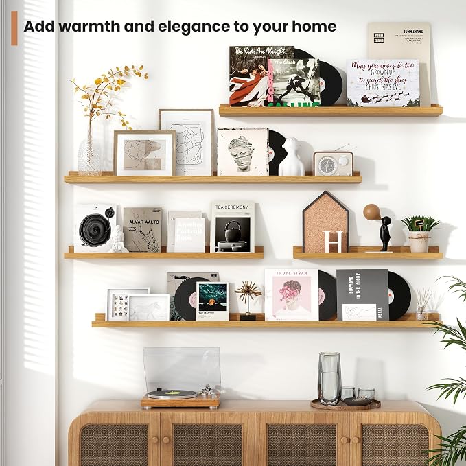 Fun Memories Picture Ledge Shelves Set of 2, 32 Inch Rustic Wall Mounted - Image 7