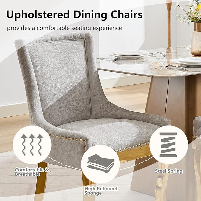 Upholstered Dining Chairs Set of 6, Modern Fabric Side Chairs - Image 4