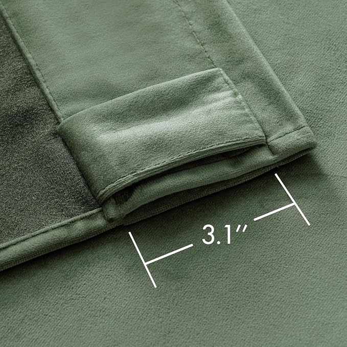 MIULEE Sage Green Velvet Curtains 52x84 inches Luxury Blackout Curtains | - Image 3