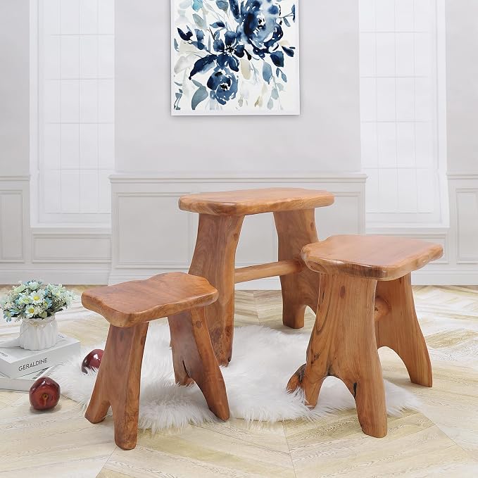 Natural Shape Solid Wood Tree Stump Stool 15"x12"x15" Cedar Root End Table - Image 6