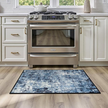 Rugflix 2x4 Entrance Rugs, Washable Navy Blue Dark Entry Small Rug | Machine - Image 2