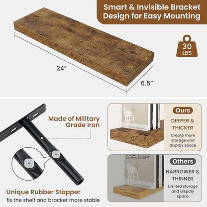 fuqing Floating Shelves for Wall, Wall Mounted Wood Floating Shelf - Image 3