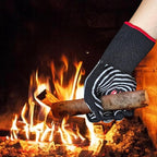 DEYAN 932°F Heat Resistant BBQ Gloves | Silicone Non-Slip Oven Mitts for Grilling, Baking, Smoking | Fireproof & Flexible with Fingers (Grey, 1 Pair)