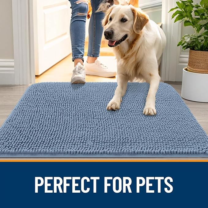 OLANLY Dog Door Mat for Muddy Paws 70x32, Super Absorbent Chenille Mud Mat | - Image 6
