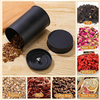 Tanlade 3 Pcs Tea Tin Canister Metal Round Can with Airtight Lid Double Sealed Tea Tin Canisters, with 1 Erasable Chalk Marker and 16 Stickers for Loose Leaf Coffee Sugar, 16 oz