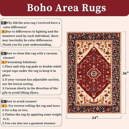 SERISSA 2x3 Washable Non Slip Boho Small Area Rug - Image 2