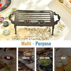 Sungmor Heavy Duty Cast Iron Teapot Dish Warmer Stable Holder for Tealight Stand | Tealight Warmer Decorative Stove for Villa Yard Balcony-Rectangle