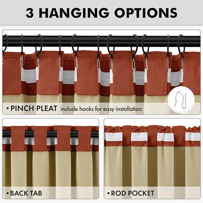 MIULEE Fall 100% Blackout Linen Curtains 42 x 72 Inch Burnt Orange 2 Panels | - Image 5
