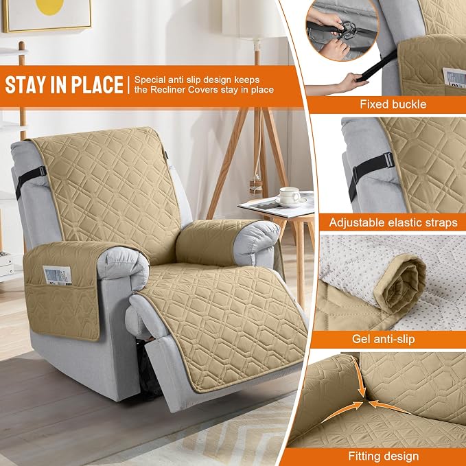VANSOFY 100% Waterproof Recliner Chair Covers, Recliner Cover Non-Slip Dog - Image 3