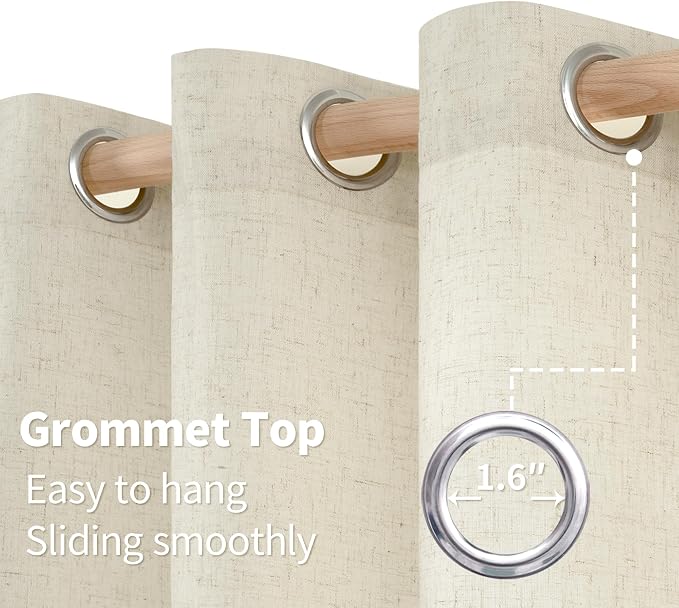 YoungsTex Beige Linen Curtains 84 Inches Length 2 Panels - Image 6