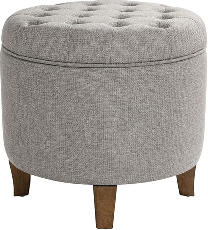 Homepop Home Decor | Upholstered Round Tufted Foot Rest Ottoman | Ottoman - Image 9