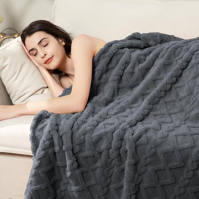 Aganear Fleece Throw Blanket for Bed Couch 90"x108" Grey | Lightweight Fuzzy - Image 4