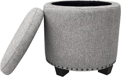 HomePop Home Decor | Upholstered Round Storage Ottoman by HomePop