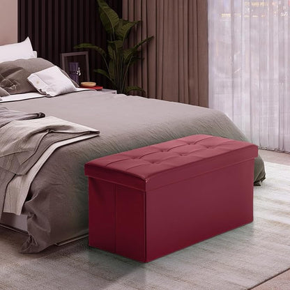 COSYLAND Ottoman Bench with Storage 30x15x15 inches White Ottoman - Image 2