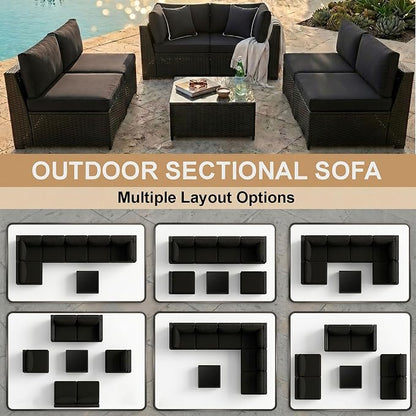 KIGOTY 7-Piece Patio Furniture Set, All-Weather PE Rattan Outdoor Sectional Sofa - Image 4