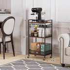 K Cup Holder Rack, Coffee Station Organizer for Nespresso Vertuo and K Cup Capsules, Multi-Functional Bar Accessories Organizer With Wheels for Living Room, Kitchen