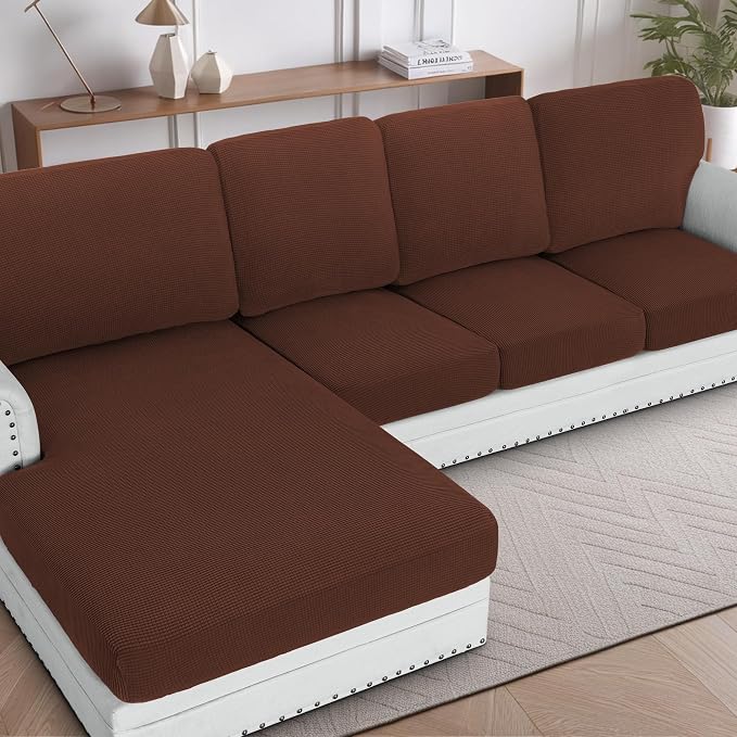 H.VERSAILTEX Sectional Couch Covers 1 Piece Chaise Slipcover L Shape Separate by HVERSAILTEX