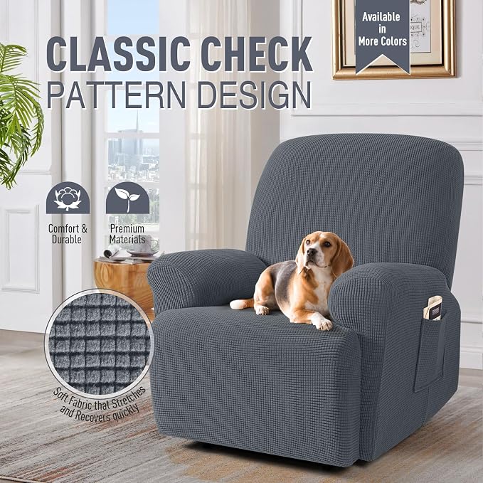 TAOCOCO Recliner Cover 4-Pieces, Recliner Stretch Sofa Slipcover, Recliner - Image 2