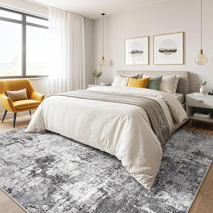 LOONGRUG Area Rug 5x7 Washable Neutral Modern Abstract Living Room Rugs | Soft - Image 4