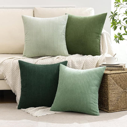 MIULEE Soft Corduroy Decorative Throw Pillow Covers Forest Green 18x18 | Set of - Image 5