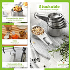 Spring Chef Stainless Steel Measuring Cups Set of 7 with Pour Spout - Nesting Kitchen Tools with Easy Read Markings to Measure Dry or Liquid Ingredients - Metal Measuring Cups for Baking & Cooking