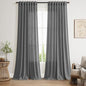 Blazer Grey Curtain Linen Blend Light Filtering Back Tab Curtains 96 Inches Long by Nanspring