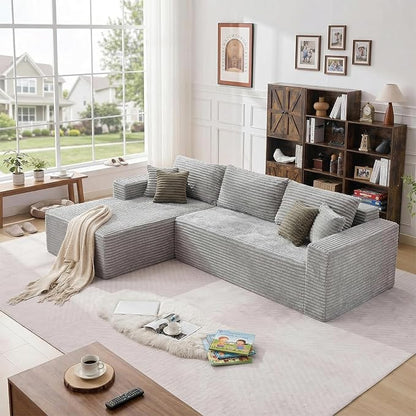 108" Boneless Couch Modular Sectional Sofa, L-Shaped Couch - Image 8