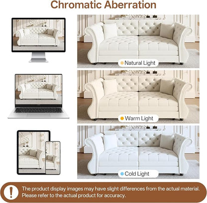83.8" Oversized Pull Out Sofa Bed, Chesterfield Velvet Sleeper Sofa Couch - Image 8